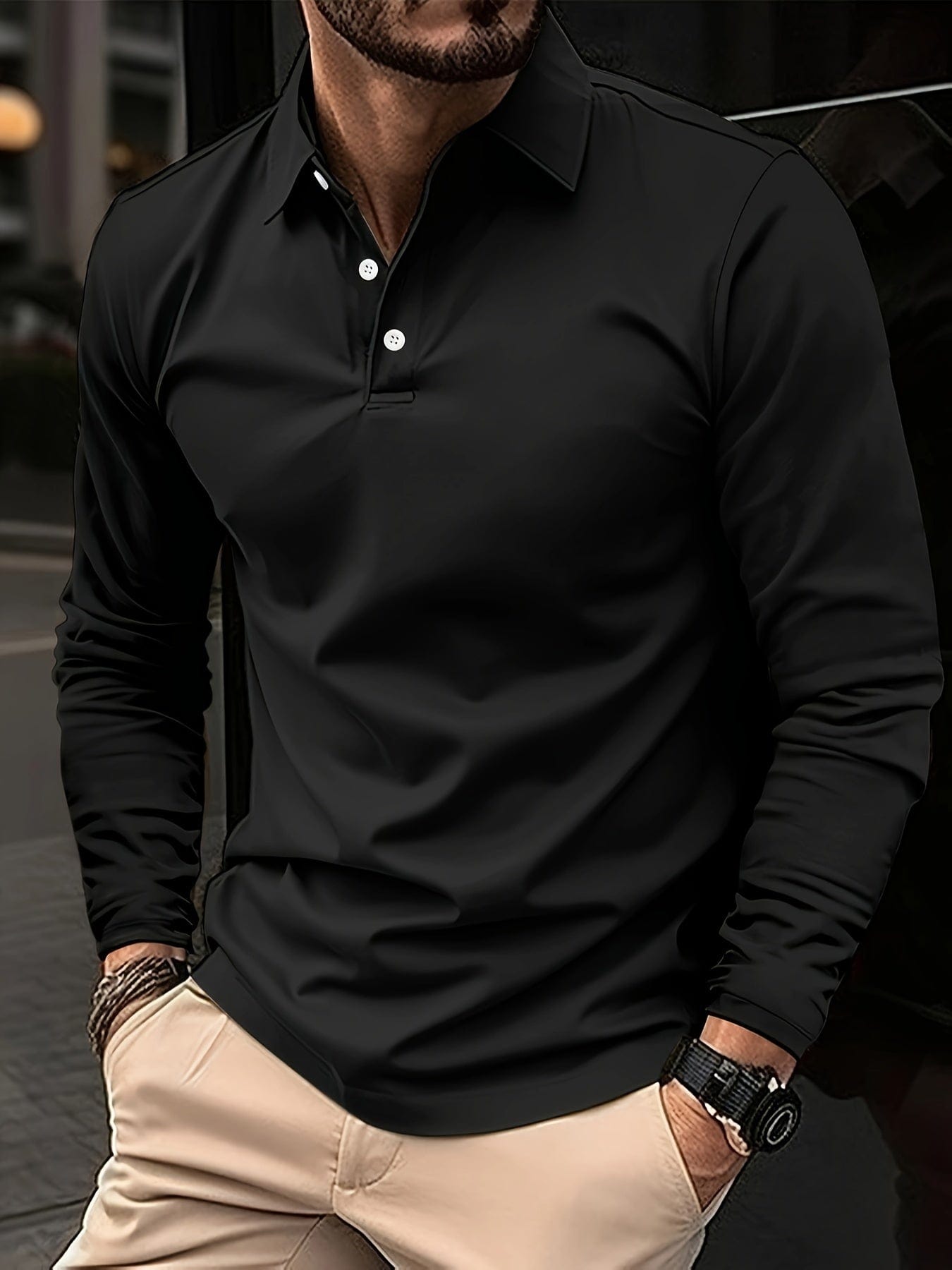 Théo|Herenpoloshirt met lange mouwen