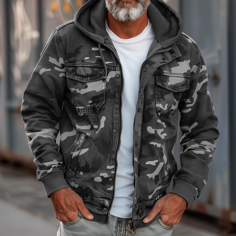 Fabian™ - Camouflage Cargojack voor heren - Met capuchon en ontwerp met meerdere zakken