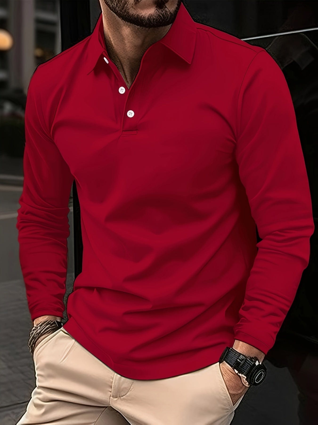 Théo|Herenpoloshirt met lange mouwen