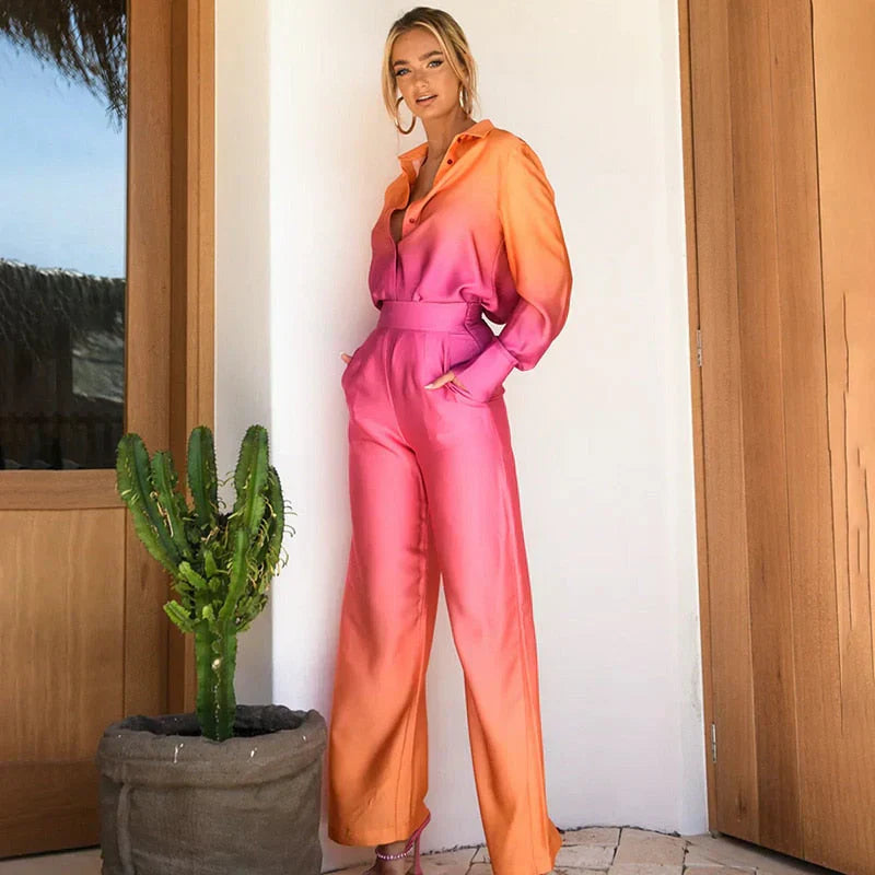 Dorothea - Set van losse blouse en gradiëntbroek