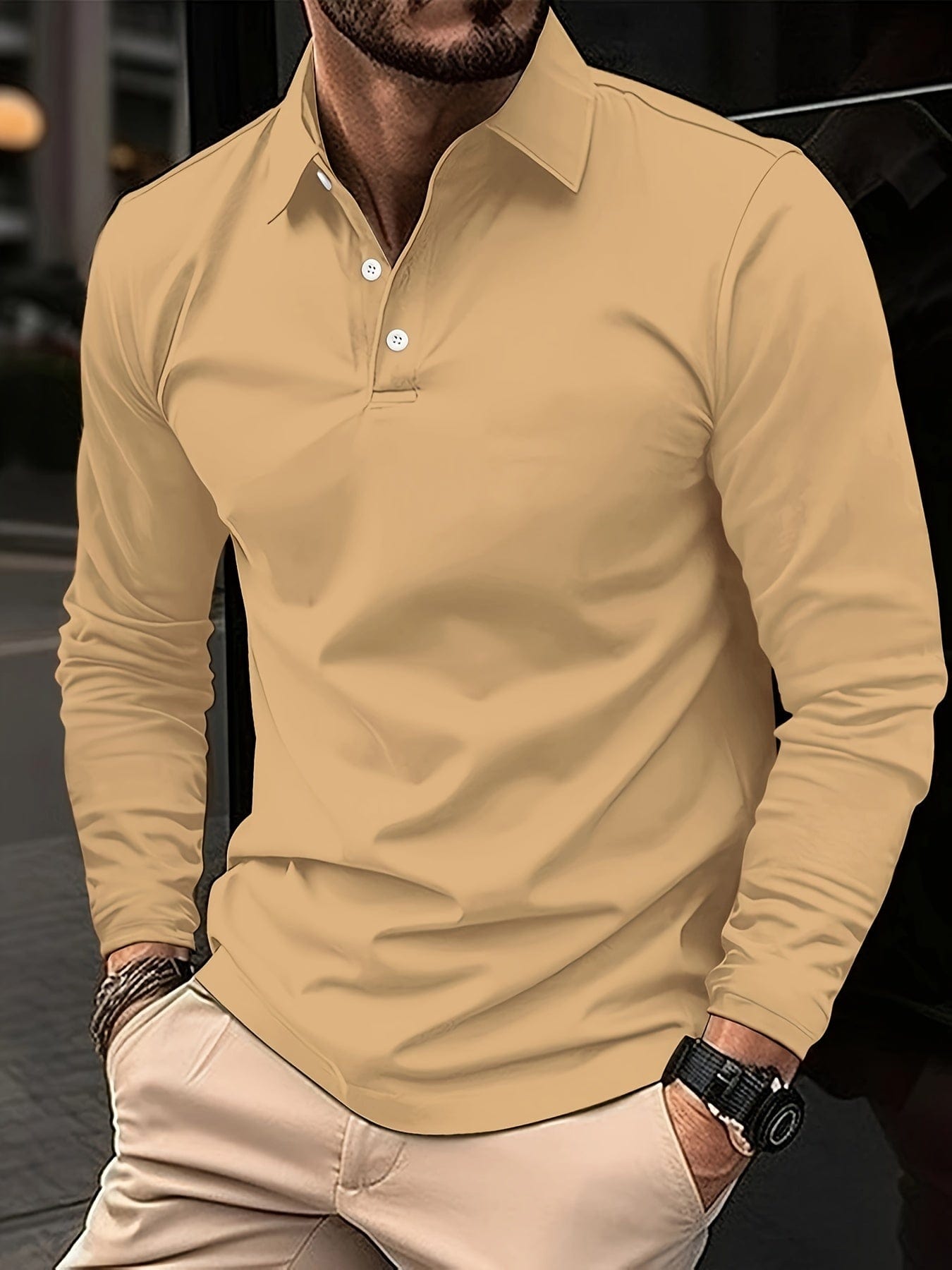 Théo|Herenpoloshirt met lange mouwen