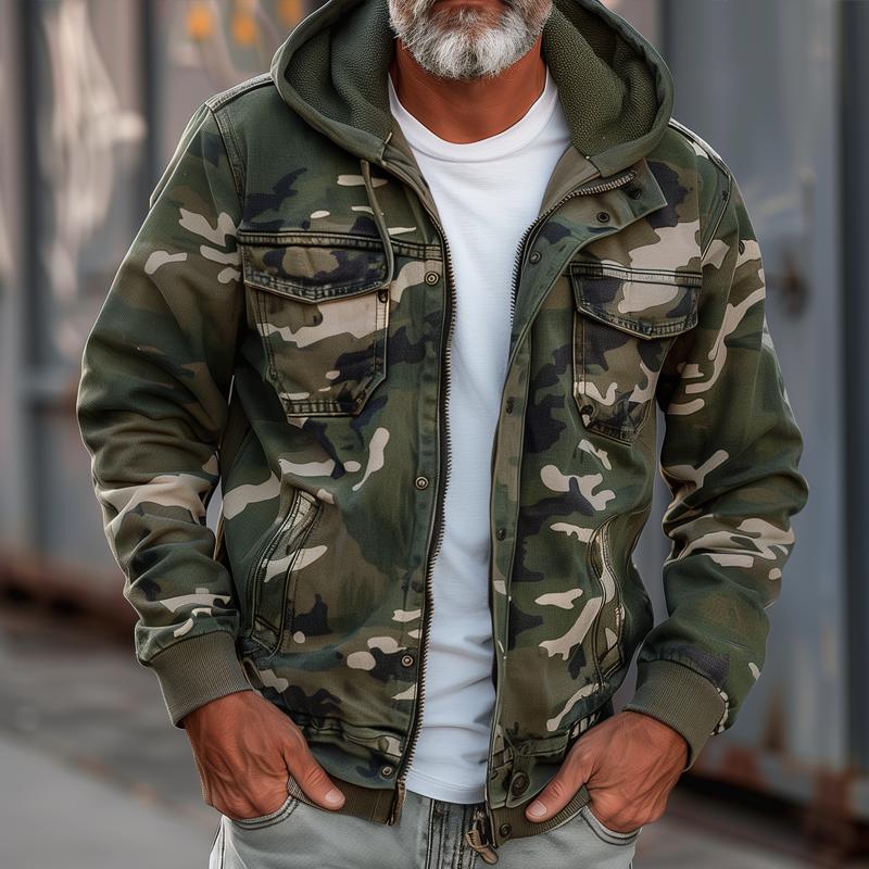 Fabian™ - Camouflage Cargojack voor heren - Met capuchon en ontwerp met meerdere zakken