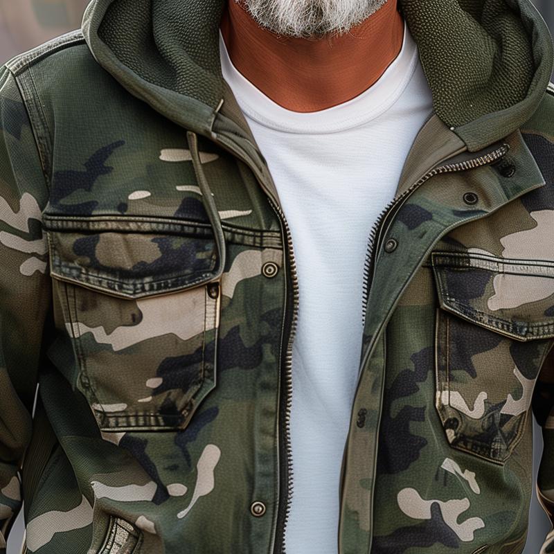 Fabian™ - Camouflage Cargojack voor heren - Met capuchon en ontwerp met meerdere zakken