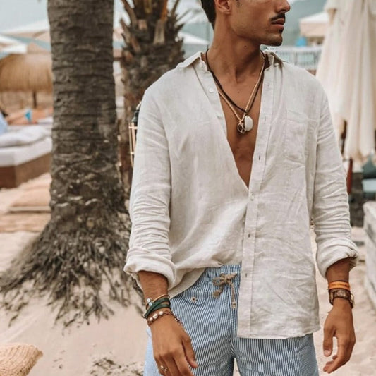 Heren Casual Linnen Strandhemd voor Warme Dagen