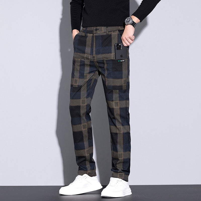 Heren Casual Geruite Broek met Zakken