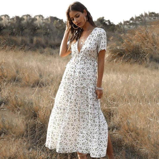 Tess™ Witte Lange Zomerjurk met Print